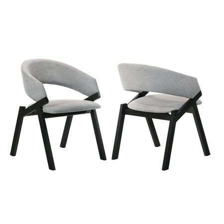 Armen Living Talulah Gray Fabric and Black Veneer Dining Side Chairs, PK2 LCTASIGRBL